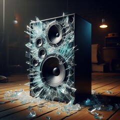 Broken Glass Speaker Box A speaker box with a broken glass like