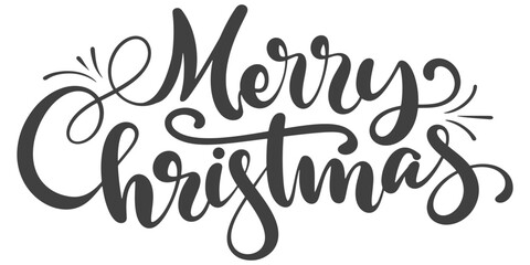 Merry christmas hand lettering calligraphy isolated on white background. Vector holiday illustration element. Merry Christmas script calligraphy