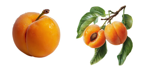 PNG set of apricot isolate on transparent and white background