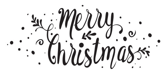 Fototapeta premium Merry Christmas text handwritten lettering. Vector illustration.
