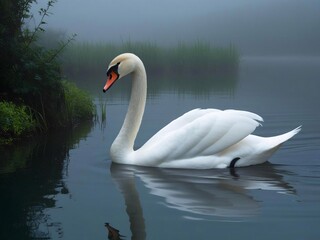 Naklejka premium swans on the lake