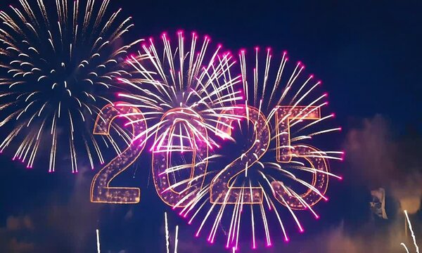 Vibrant 2025 New Year's Fireworks Show 4K