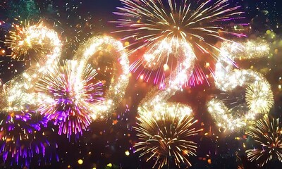 2025 Fireworks New Year Celebration 4K Colorful Lights Sparkles