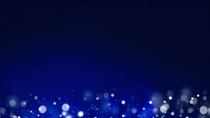 Midnight Blue Christmas Background with Glittering Bokeh and Sparkling Holiday Lights