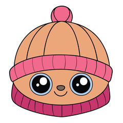 A beanie hat vector features a simple, rounded knit hat with a snug fit, often with ribbed detailing and sometimes a pom-pom on top. Clean lines and minimalist style make it versatile.