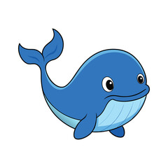 Fototapeta premium Whale Cute Small Cartoon Baby Whale Character