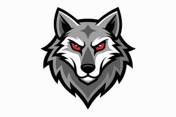 A Fierce Wolf Head Mascot Logo, vector illustration on White Background