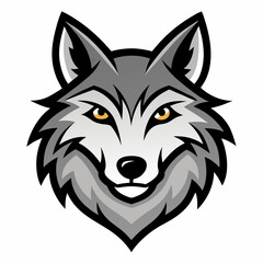 A Fierce Wolf Head Mascot Logo, vector illustration on White Background