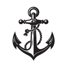 Ship anchor simple vector silhouette design black and white. Anchor logo, icon.