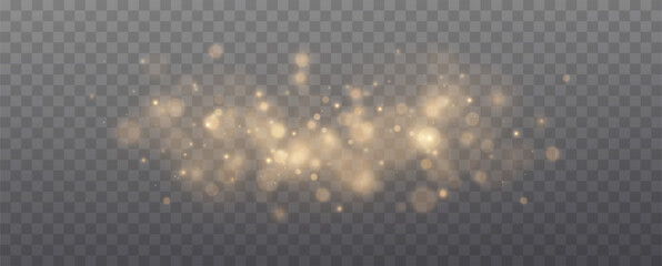 Christmas glowing bokeh. A blur of sparks and golden stars sparkle with a special light. Golden bokeh effect.