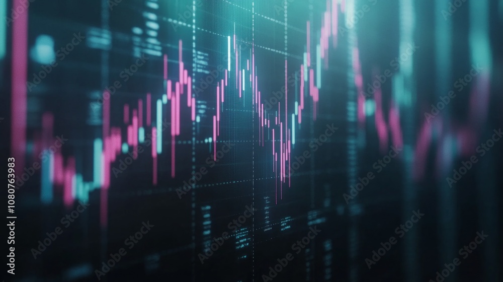 Poster A graph with pink and green lines that are all over the screen