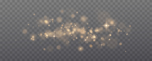 Christmas glowing bokeh. A blur of sparks and golden stars sparkle with a special light. Golden bokeh effect.