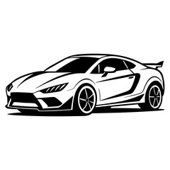 Fototapeta premium Sports Car Illustration in Black and White
