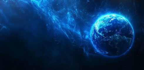 Gridline circuit illustration for hi-tech marketing and games on abstract blue interface screen artwork. Future tech design concept.