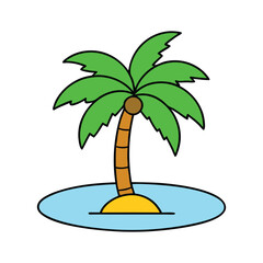 Fototapeta premium Palm Tree Cartoon Vector Graphic Clipart for Tropical Designs.
