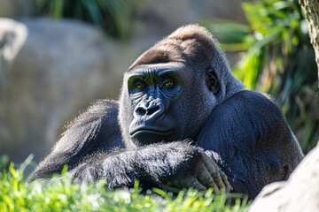 Fototapeta premium big gorilla in zoo or wildlife