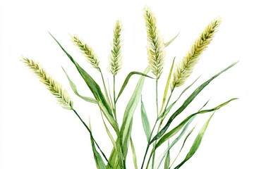 Fototapeta premium Hand-drawn Watercolor Illustration of Plantain Psyllium Extract, Herbal Medicine on White Background