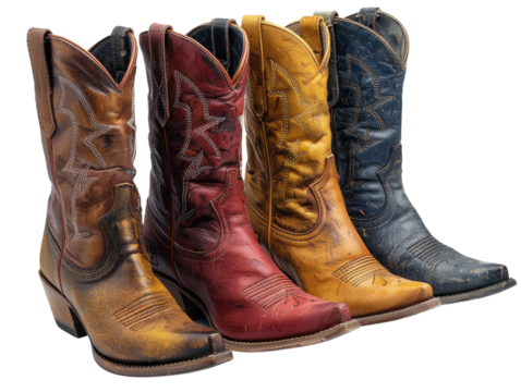 pair of boots Isolated On PNG Transparent Background And White