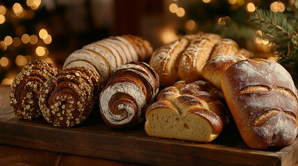 An assortment of breads with diverse textures