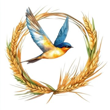 Skywing Symbol: A Watercolor Tribute to Ukraine's Nature and Heritage