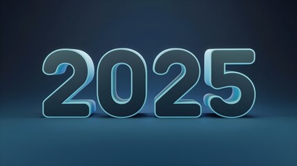 Bold, futuristic numbers "2025" illuminated against a dark background, symbolizing the dawn of a new era. AI generated.
