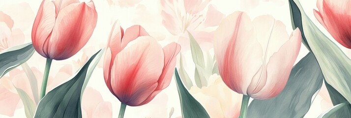 Watercolor Tulips. Hand-painted Floral Design for Wedding Invitation