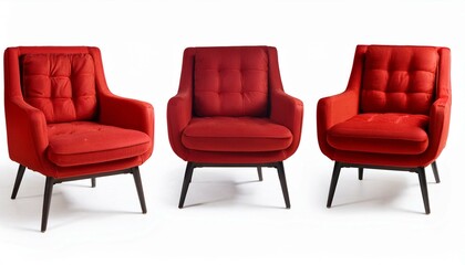 Sculpted Sophistication: Cut-Out Red Armchairs with Cushioned Luxury