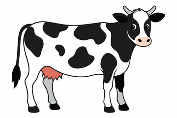 Cow silhouette illustration in black and white, holstein cow illustration, black and white cow