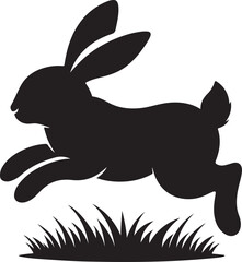 jumping rabbit animal silhouette vector art illustration
