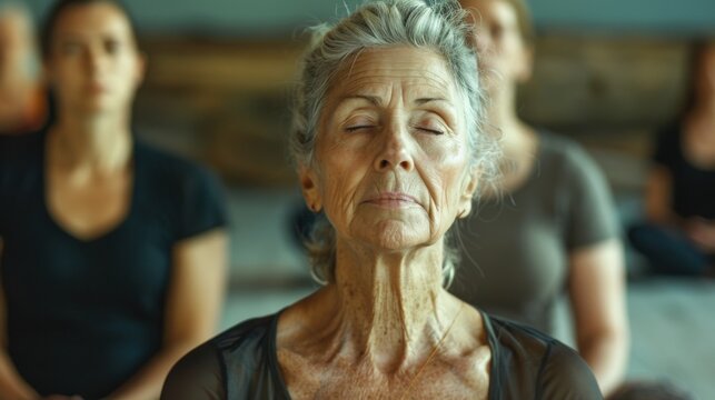 The workshop takes a moment to pause and practice a breathing exercise with the instructor reminding everyone to take deep intentional breaths.