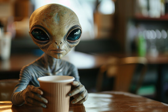 Image of extraterrestrial alien from outer space invading earth generative AI