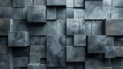 Abstract Gray Square Pattern Wall. Generative AI