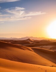 Fototapeta premium The Vast Desert Landscapes of the Sahara in Algeria, With Its Rolling Sand Dunes