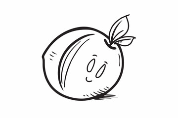 Doodle Apple with Leaf Line Art vector on white background