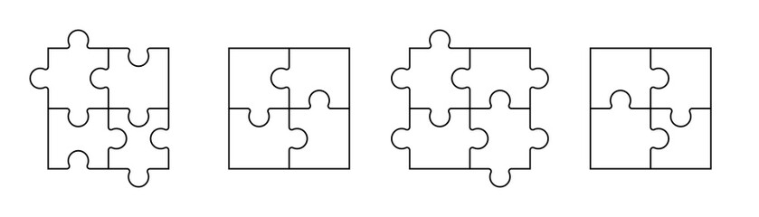 Puzzle icon. Jigsaw puzzle with pieces. Flat style