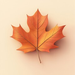 Obraz premium Vibrant 3D Autumn Leaf with Warm Color Palette