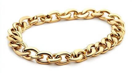 Obraz premium A close-up of a shiny gold chain bracelet, with the links creating a textured pattern.