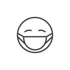 Face mask emoji icon Logo symbol outline set
