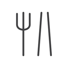 Fork chopsticks icon Logo symbol outline set