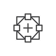 Four point connection icon Logo symbol outline set