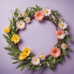 Spring Wreath With Flowers isolated 