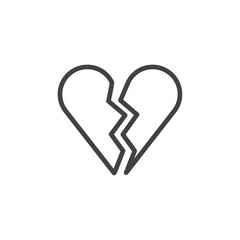 Heart break icon Logo symbol outline set