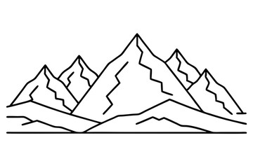 mountain landscapes line art vector silhouette on white background