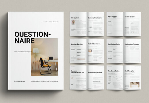 Questionnaire Template Magazine Design Layout