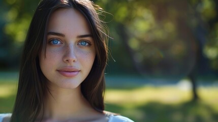 Casual Portrait of a Young Woman in a Park Generative AI