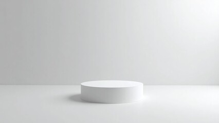 Small round pedestal, light gray_beige background, simple