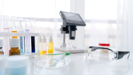 microscope for conducting chemical experiments in a chemical laboratory