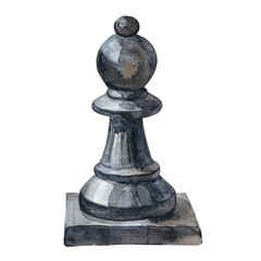 A watercolor of a Pawn Piece, isolated on a white background. Pawn Piece vector.