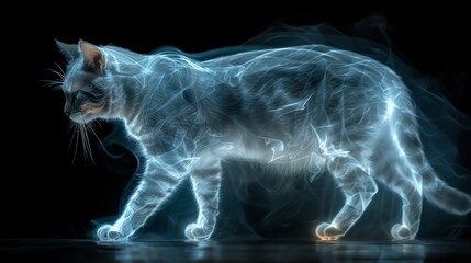 Mysterious Feline Silhouette on Dark Background, Perfect for Halloween or Spooky Themes Generative AI