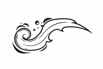 wave with curling crest classic wave shape line art vector  silhouette on a white background